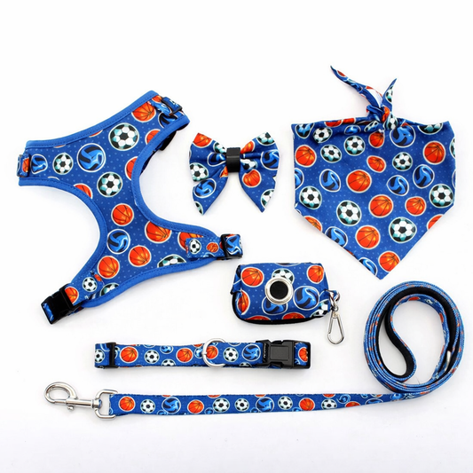 Neoprene Printed Dog Harness Sets - Football