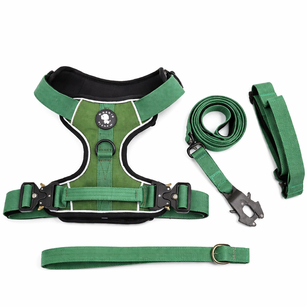Nylon Double Strength Dog Harness - Green