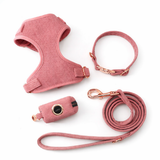 Corduroy Dog Harness & Leash- Peach