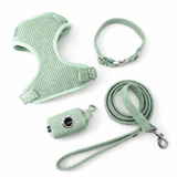 Corduroy Dog Harness & Leash- Mint Green