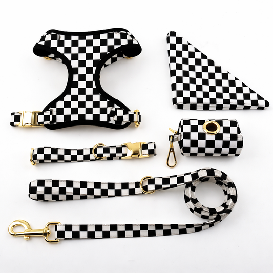 Neoprene Printed Dog Harness - Check